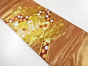 リサイクル　川島織物製　笠松に花模様刺繍袋帯